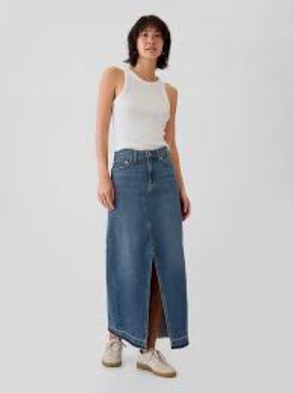 Gap Classic Denim High Rise Maxi Skirt with Front Slit - Blue size  10